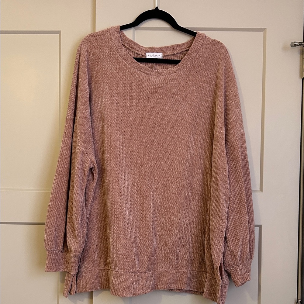 First Love Dusty Pink Crew Neck Sweater